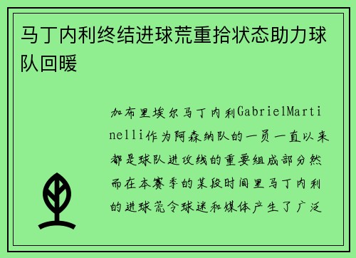 马丁内利终结进球荒重拾状态助力球队回暖 马丁内利终结进球荒重拾状态助力球队回暖
